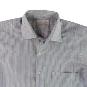 Countess Mara Dress Shirt Mens 14.5-33 White Blue‎ Orange Striped Vintage